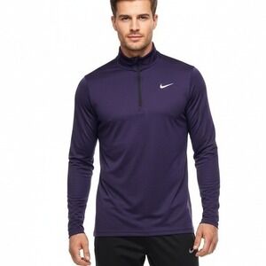 Nike Dri-FIT Shirt Mens Med Purple Quarter Zip Pullover Running Athletic Casual